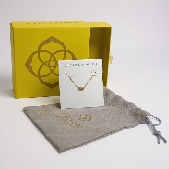 NEW Kendra Scott Mini Elisa Gold Necklace Pink Opalite Crystal NWT Gift Box - Picture 7 of 8